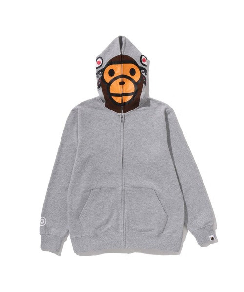 A BATHING APE(アベイシングエイプ)の「MILO SHARK ZIP HOODIE(パーカー・キッズ・グレー/ブラック・150/160)」の2枚目の写真