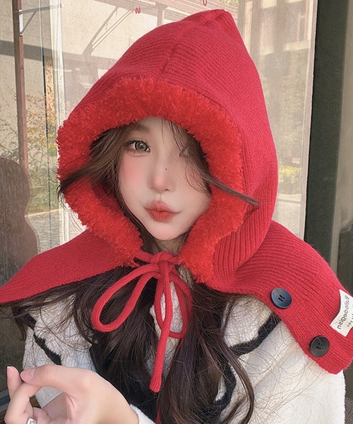 セール】2WAYもこもこリブニットバラクラバフードウォーマー（ネック