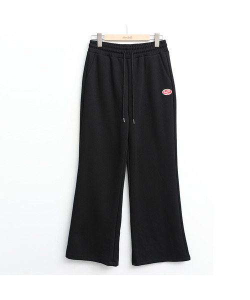 Banding semi boot-cut sweat pants