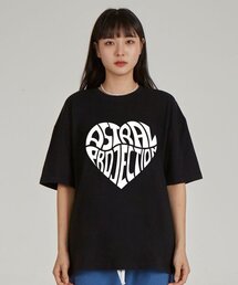 ビッグハートロゴラウンドネック 40番手二重織綿半袖Tシャツ_ブラック