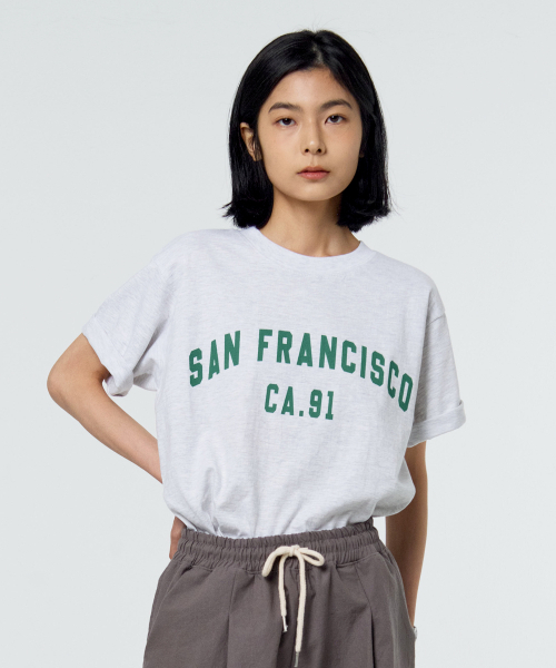 PAPERBOY(ペーパーボーイ)の「サンフランシスコ91 半袖Tシャツ-ホワイトメランジ(Tシャツ/カットソー・レディース・その他・SMALL/MEDIUM/LARGE/X-LARGE)」の7枚目の写真