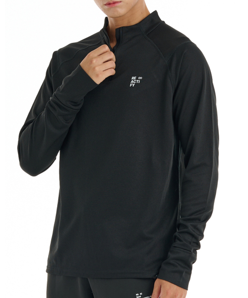 Men's half-zip huffjap long sleeve black (мужская футболка с длинным рукавом, чёрная)
