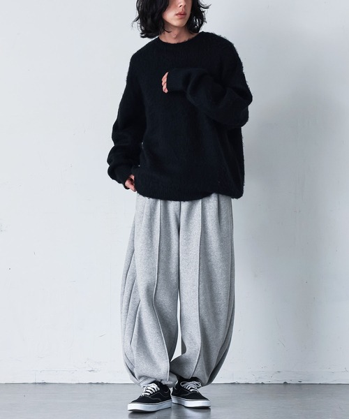 MDR(エムディアール)の「裏起毛サイドタックワイドパンツ【セットアップ対応】(スウェットパンツ・メンズ・ブラック/杢グレー・L/M)」の11枚目の写真