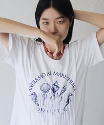 フリンジプリントTシャツ_ホワイト