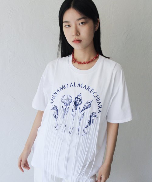 RUBATI(ルバティ)の「フリンジプリントTシャツ_ホワイト(Tシャツ/カットソー・レディース・その他・FREE)」の9枚目の写真