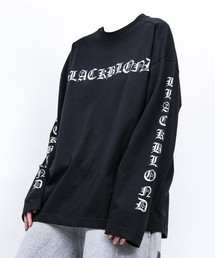 BLACK BLOND（ブラック ブロンド）の「ビビディ クラッシュドフェイス 長袖Tシャツ (ブラック)（Tシャツ/カットソー）」