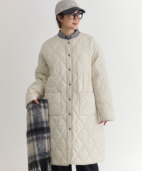 Right-on（ライトオン）の「【HONEYSUCKLE ROSE】キルティングロングコート (ロング丈 / 中綿 / 軽量 / ノーカラー)（その他アウター・レディース・オリーブ/ブラック/キナリ・S/M/L）」の15枚目の写真