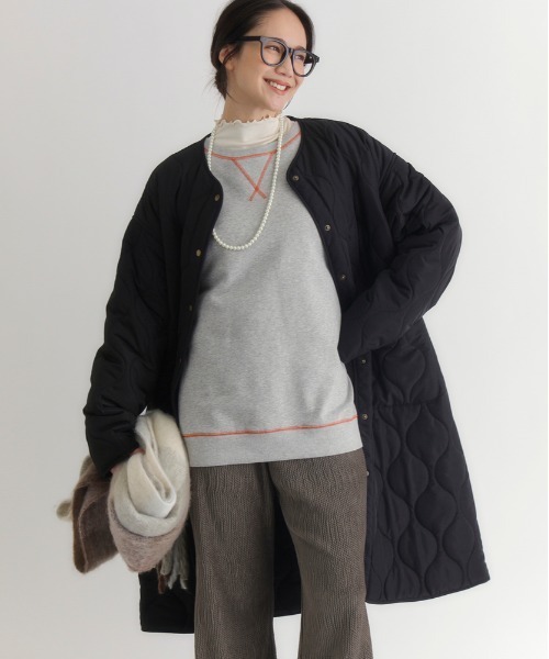 Right-on（ライトオン）の「【HONEYSUCKLE ROSE】キルティングロングコート (ロング丈 / 中綿 / 軽量 / ノーカラー)（その他アウター・レディース・オリーブ/ブラック/キナリ・S/M/L）」の20枚目の写真