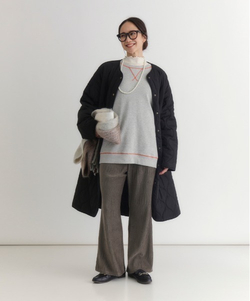 Right-on（ライトオン）の「【HONEYSUCKLE ROSE】キルティングロングコート (ロング丈 / 中綿 / 軽量 / ノーカラー)（その他アウター・レディース・オリーブ/ブラック/キナリ・S/M/L）」の21枚目の写真