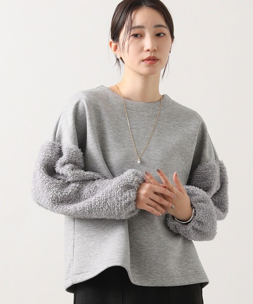 Gready Brilliant(グレディブリリアン)の「2wayリボンジャガードパフ袖カットソー(Tシャツ/カットソー・レディース・グレー/アイボリー・38)」の2枚目の写真