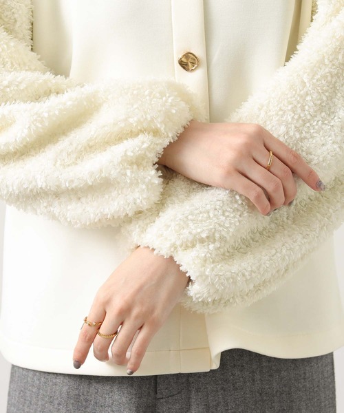 Gready Brilliant(グレディブリリアン)の「2wayリボンジャガードパフ袖カットソー(Tシャツ/カットソー・レディース・グレー/アイボリー・38)」の5枚目の写真