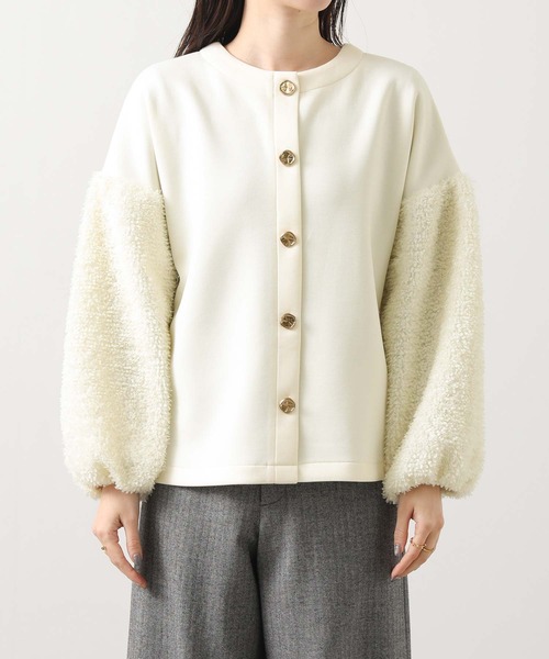 Gready Brilliant(グレディブリリアン)の「2wayリボンジャガードパフ袖カットソー(Tシャツ/カットソー・レディース・グレー/アイボリー・38)」の9枚目の写真