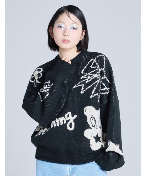 Little sunny bite(リトルサニーバイト)の「【8】【it】【Little Sunny Bite】little sunny bite x Humberto Cruz knit top(ニット/セーター・レディース・ブラック/アイボリー/ピンク・MEDIUM/SMALL)」の1枚目の写真