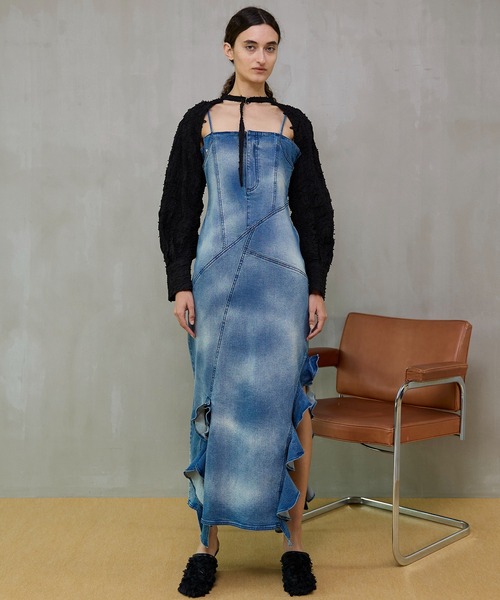 Frill Denim Dress/フリルデニムワンピース（ワンピース）｜MAISON