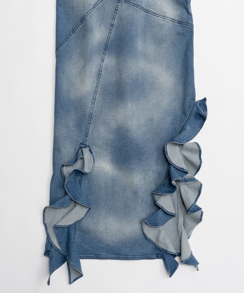 Frill Denim Dress/フリルデニムワンピース（ワンピース）｜MAISON