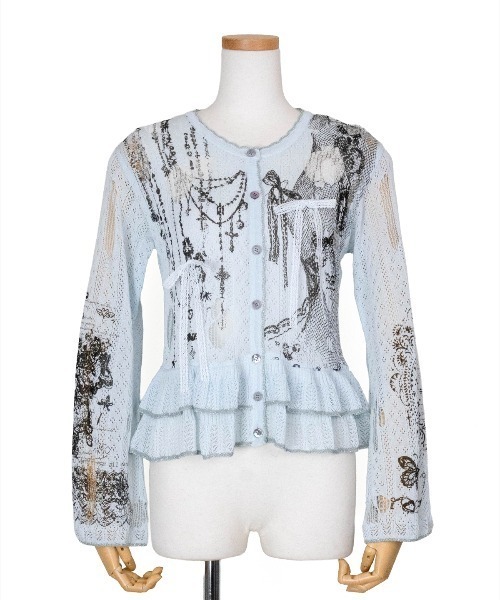 rurumu:（ルルムウ）の「rurumu:/ルルムウ/private collage printed frill cardigan (L（カーディガン/ボレロ・レディース・グレー/ライトブルー/ブラック/ピンク・F）」の4枚目の写真