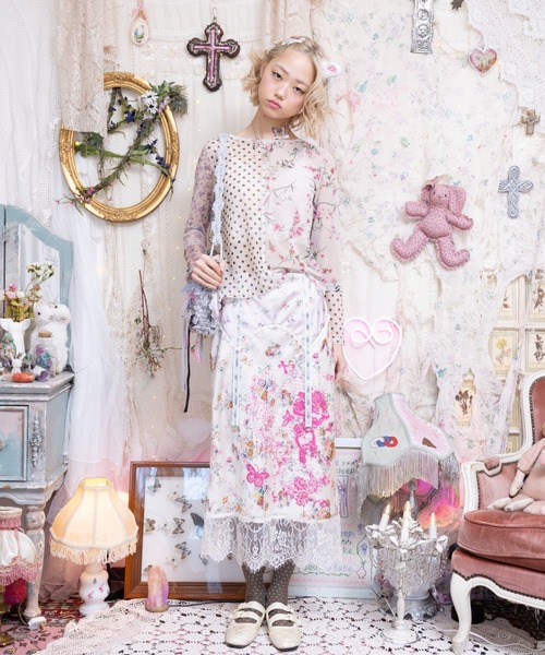 rurumu:（ルルムウ）の「rurumu:/ルルムウ/private collage printed frill cardigan (L（カーディガン/ボレロ・レディース・グレー/ライトブルー/ブラック/ピンク・F）」の6枚目の写真