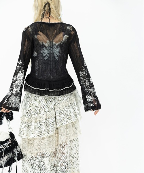 rurumu:（ルルムウ）の「rurumu:/ルルムウ/private collage printed frill cardigan (L（カーディガン/ボレロ・レディース・グレー/ライトブルー/ブラック/ピンク・F）」の8枚目の写真