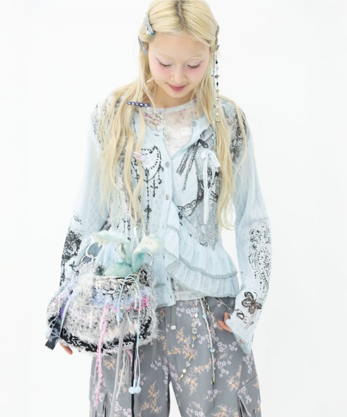 rurumu:（ルルムウ）の「rurumu:/ルルムウ/private collage printed frill cardigan (L（カーディガン/ボレロ・レディース・グレー/ライトブルー/ブラック/ピンク・F）」の11枚目の写真