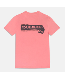 ランオフ スモールテープロゴ 半袖Tシャツ ピンク