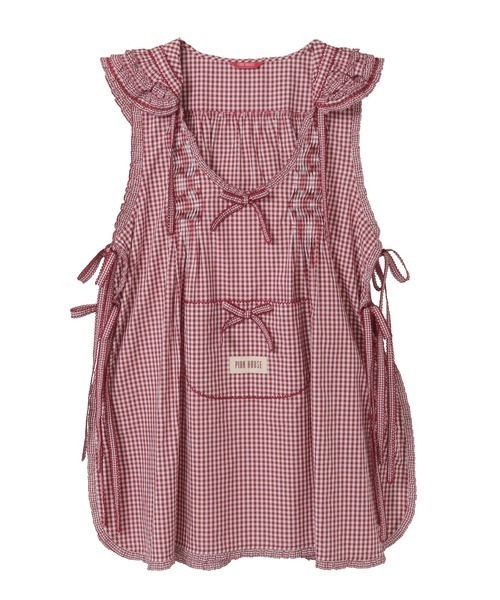 ピンクハウスギンガムチェックタブリエ ギンガムチェックフード付きタブリエ（その他トップス）｜PINK HOUSE