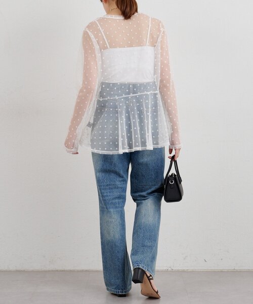 SHENERY（シーナリー）の「ドットチュールブラウス（シャツ/ブラウス・レディース・ブラック/オフホワイト・FREE）」の7枚目の写真