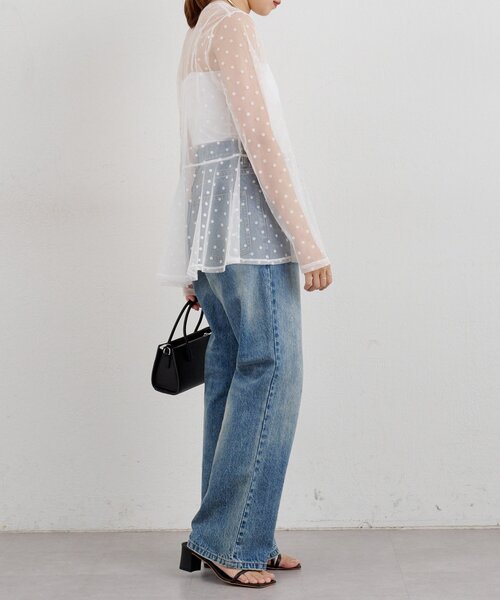 SHENERY（シーナリー）の「ドットチュールブラウス（シャツ/ブラウス・レディース・ブラック/オフホワイト・FREE）」の8枚目の写真