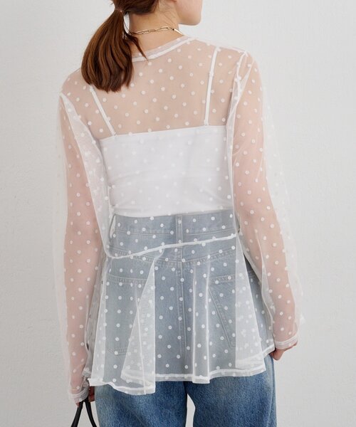 SHENERY（シーナリー）の「ドットチュールブラウス（シャツ/ブラウス・レディース・ブラック/オフホワイト・FREE）」の12枚目の写真