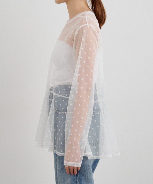 SHENERY（シーナリー）の「ドットチュールブラウス（シャツ/ブラウス・レディース・ブラック/オフホワイト・FREE）」の15枚目の写真