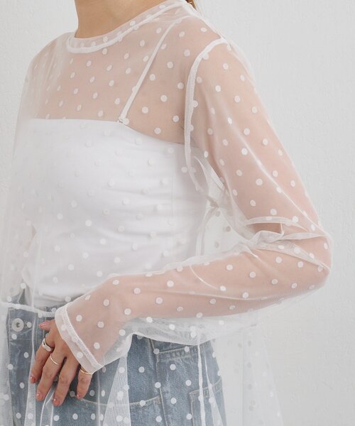 SHENERY（シーナリー）の「ドットチュールブラウス（シャツ/ブラウス・レディース・ブラック/オフホワイト・FREE）」の18枚目の写真