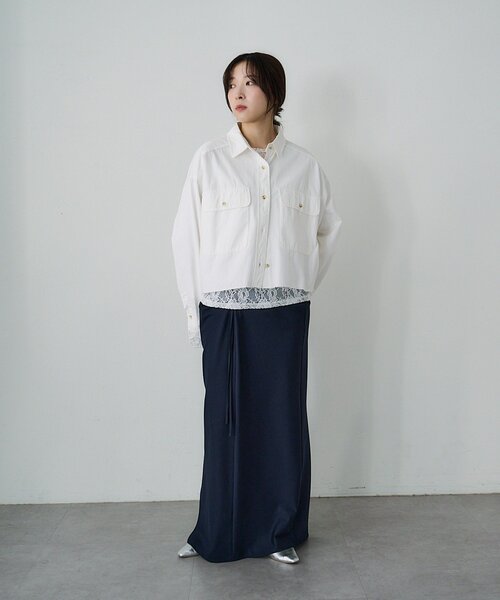 SHENERY（シーナリー）の「デニムオーバーショートシャツ（シャツ/ブラウス・レディース・ホワイト/ブルー・FREE）」の7枚目の写真