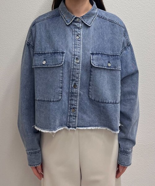 SHENERY（シーナリー）の「デニムオーバーショートシャツ（シャツ/ブラウス・レディース・ホワイト/ブルー・FREE）」の18枚目の写真