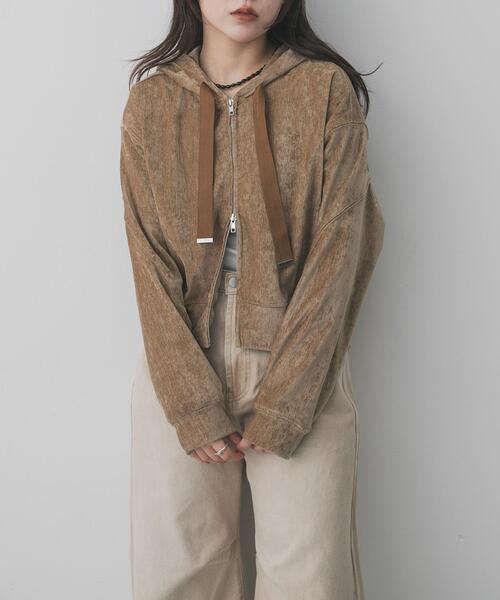 SENSE OF PLACE by URBAN RESEARCH（センスオブプレイスバイアーバンリサーチ）の「ベロアジップフーディ（パーカー・レディース・ブルー/チャコールグレー/ベージュ・ONE）」の2枚目の写真