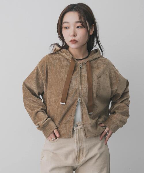 SENSE OF PLACE by URBAN RESEARCH（センスオブプレイスバイアーバンリサーチ）の「ベロアジップフーディ（パーカー・レディース・ブルー/チャコールグレー/ベージュ・ONE）」の4枚目の写真