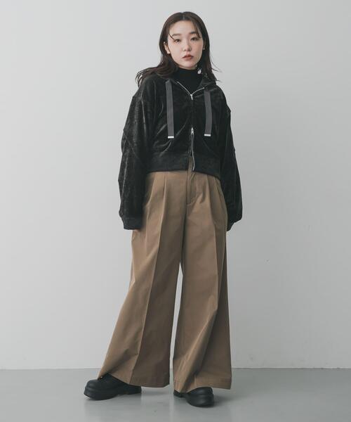 SENSE OF PLACE by URBAN RESEARCH（センスオブプレイスバイアーバンリサーチ）の「ベロアジップフーディ（パーカー・レディース・ブルー/チャコールグレー/ベージュ・ONE）」の9枚目の写真