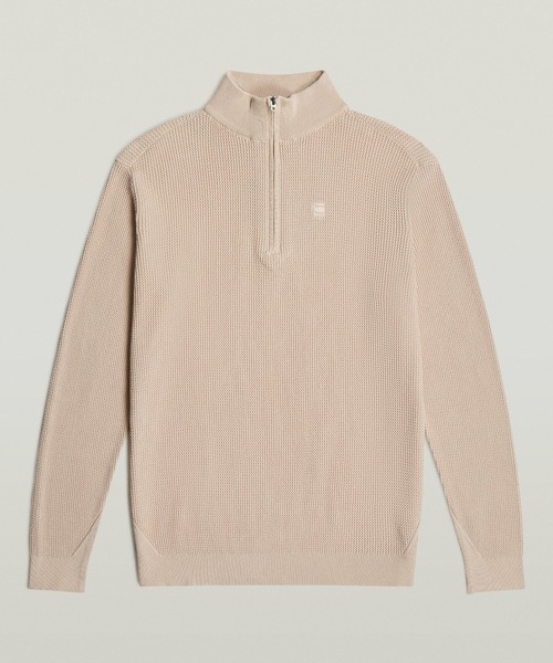 G-STAR（ジースター）の「Serrated Knitted Skipper/ワンポイントハーフジップコットンニットセーター（ニット/セーター・メンズ・ベージュ系その他/レッド系その他・LARGE/MEDIUM/SMALL）」の6枚目の写真