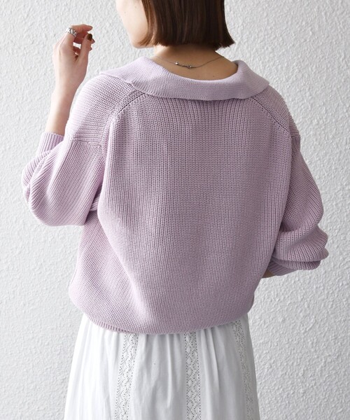 最終値下❤️シップスエニィ ships ポロシャツニット 襟付きセーター 黒 セール】SHIPS any:〈手洗い可能〉ハイゲージ ミラノリブ ブラッシュド