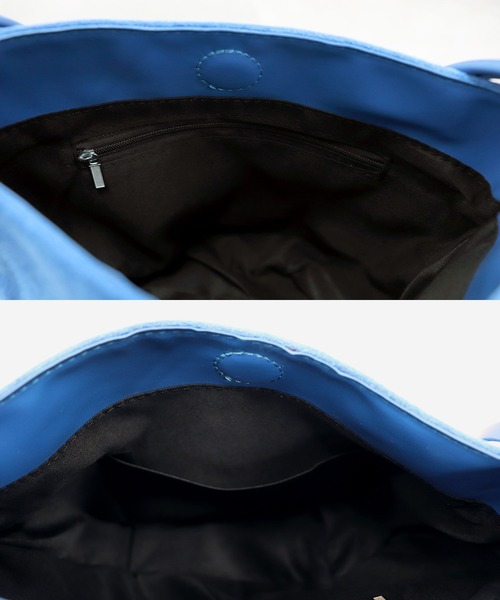 ISOOK（アイスー）の「スエードラウンドショルダーバッグ(comochi select) / ハンドバッグ 肩掛け ２点セット キーホルダー チャーム 筒形 ブルー ブラック 青 黒 無地（ハンドバッグ・レディース・ブルー/ブラック・FREE）」の13枚目の写真