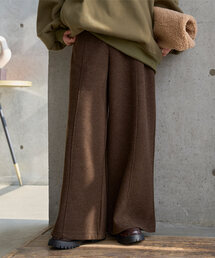 センターシームフェイクウールワイドパンツ