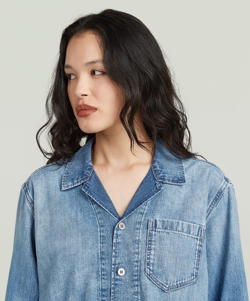 G-STAR(ジースター)の「Resort Boxy Relaxed Shirt/ヴィンテージライクオーバーサイズボックスシルエットデニムシャツ(シャツ/ブラウス・レディース・インディゴブルー・SMALL/X-SMALL/MEDIUM)」の2枚目の写真