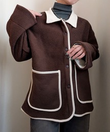 styiro（スタイロ）の「襟付きパイピングボアフリース ブルゾン ジャケット（ブルゾン）」