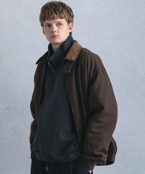 +phenix(プラスフェニックス)の「【WEB・直営店限定】+phenix(プラスフェニックス)WOOL-LIKE PADDED BLOUSON ウールライク パデッド ブルゾン(ブルゾン・メンズ・グレー/ブラウン・M/L)」の1枚目の写真