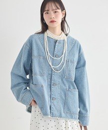 earth music&ecology | デニムノーカラーカバーオール(カバーオール)