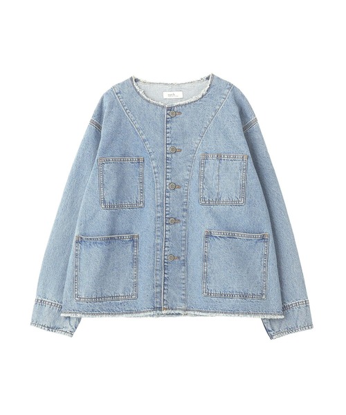 earth music&ecology(アースミュージックアンドエコロジー)の「デニムノーカラーカバーオール(カバーオール・レディース・ライトインディゴブルー・FREE)」の13枚目の写真