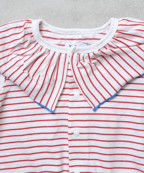 LaStella（ラステラ）の「メロウカラーボーダーボディシャツ/baby（ロンパース・キッズ・レッド/ベージュ/ライトブルー・80/70）」の6枚目の写真