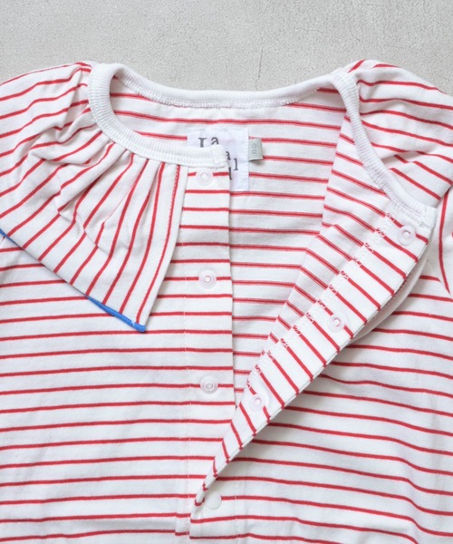 LaStella（ラステラ）の「メロウカラーボーダーボディシャツ/baby（ロンパース・キッズ・レッド/ベージュ/ライトブルー・80/70）」の7枚目の写真