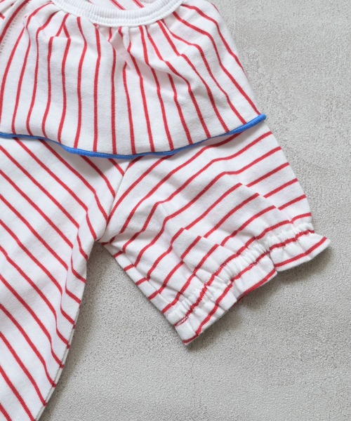 LaStella（ラステラ）の「メロウカラーボーダーボディシャツ/baby（ロンパース・キッズ・レッド/ベージュ/ライトブルー・80/70）」の8枚目の写真