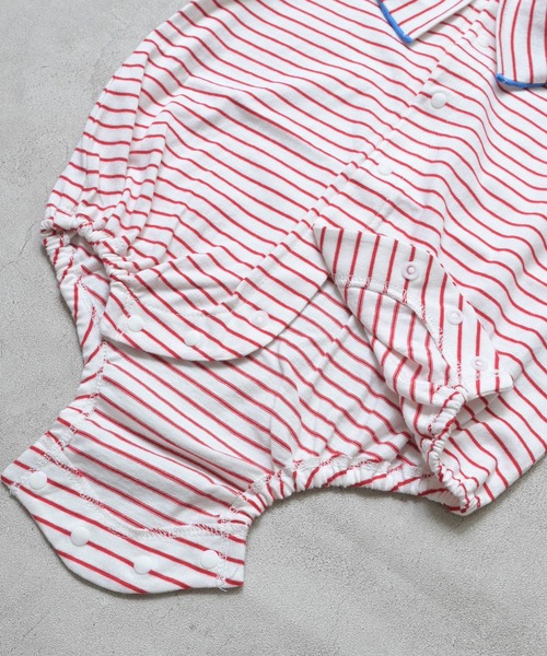 LaStella（ラステラ）の「メロウカラーボーダーボディシャツ/baby（ロンパース・キッズ・レッド/ベージュ/ライトブルー・80/70）」の10枚目の写真