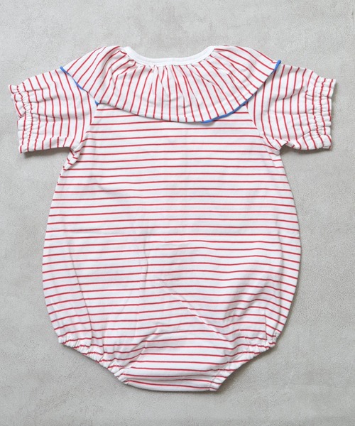 LaStella（ラステラ）の「メロウカラーボーダーボディシャツ/baby（ロンパース・キッズ・レッド/ベージュ/ライトブルー・80/70）」の5枚目の写真