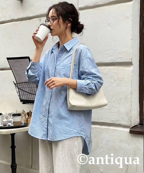 antiqua（アンティカ）の「綿100％  シャツ（シャツ/ブラウス・レディース・ブルー/ブラック・ONESIZE）」の10枚目の写真
